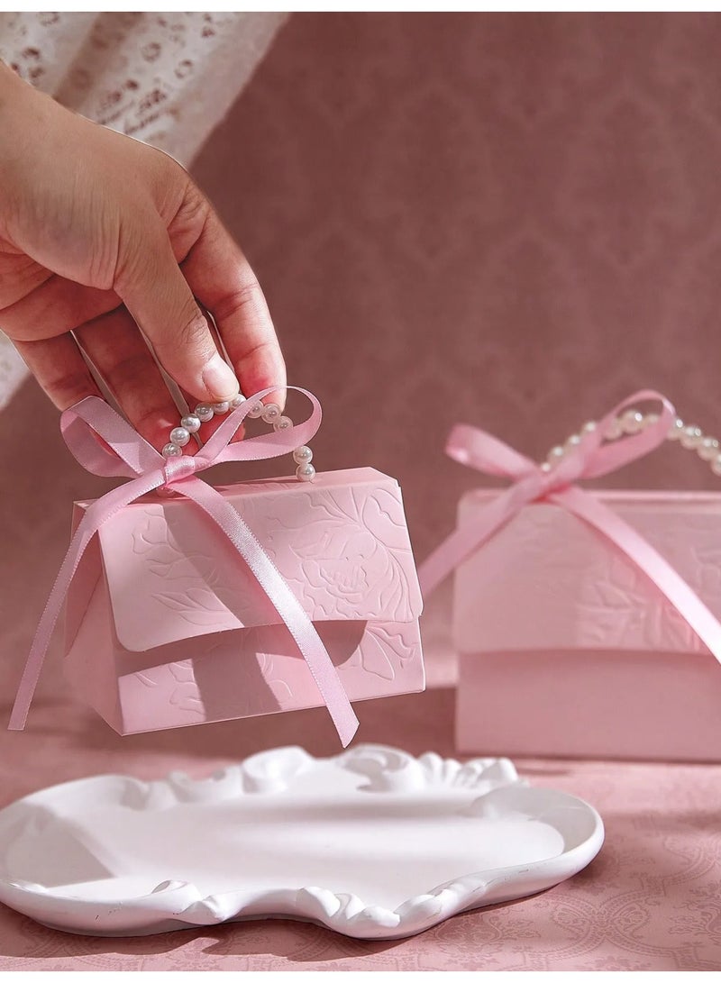 زينه العيد علب هدايا وتوزيعات العيد بتصميم مزهر منقوش أنيق يضيف لمسة فاخرة لتقديم هدايا العيد  مزود بمقبض بشكل لؤلؤ  مجموعه من 10 علب هدايا وتوزيعات العيد للحلوى والهدايا الصغيرة والمجوهرات وتوزيعات العيد للاحتفال بالعيد - Image 3